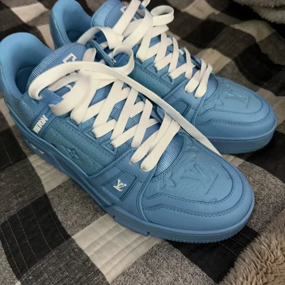 Louis Vuitton Shoes Nwt Louis Vuitton Trainers Blue Embossed